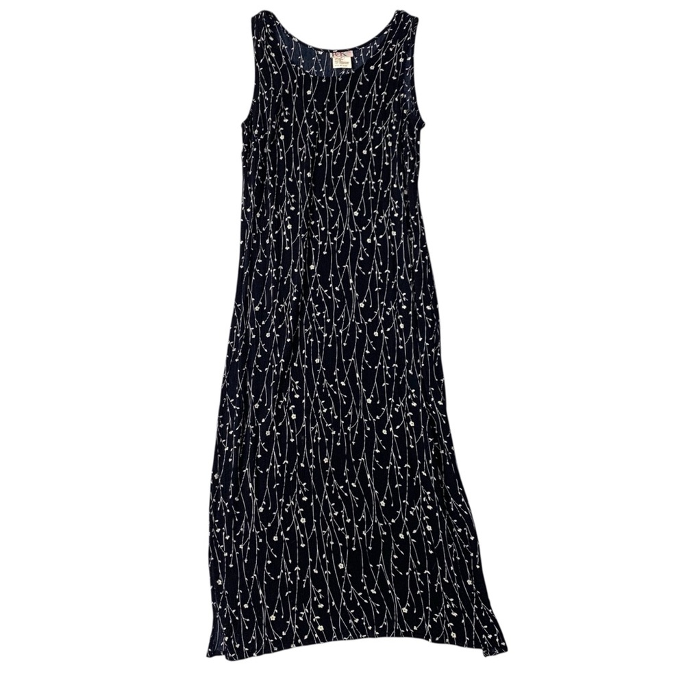 R&K Originals Navy Blue & White Floral Sleeveless Sheath Dress Women’s Size 14